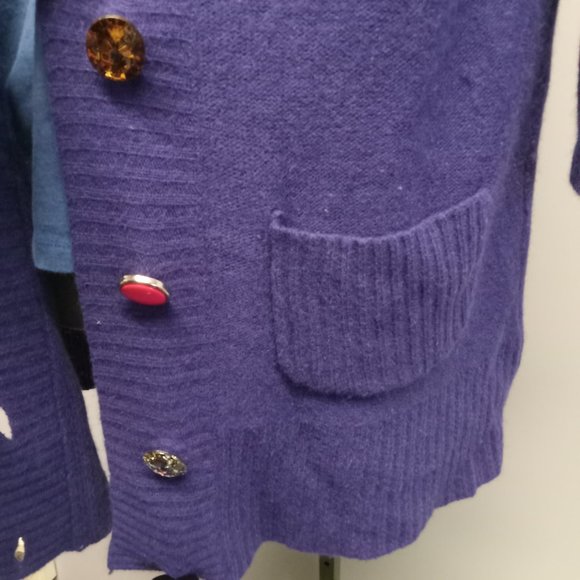 Marina Luna womens wool angora purple cardigan sweater multi colour button sz XL - Picture 6 of 6